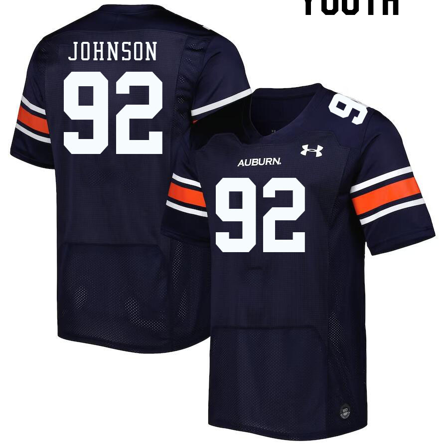 Youth #92 Lawrence Johnson Auburn Tigers College Football Jerseys Stitched-Navy - Click Image to Close